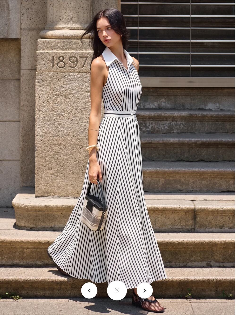 NWT Commense Striped Sleeveless Shirt Maxi Dress Sz XL